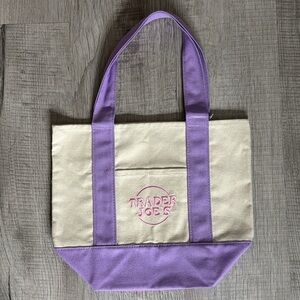 Trader Joe's Purple and Cream Tote Bag